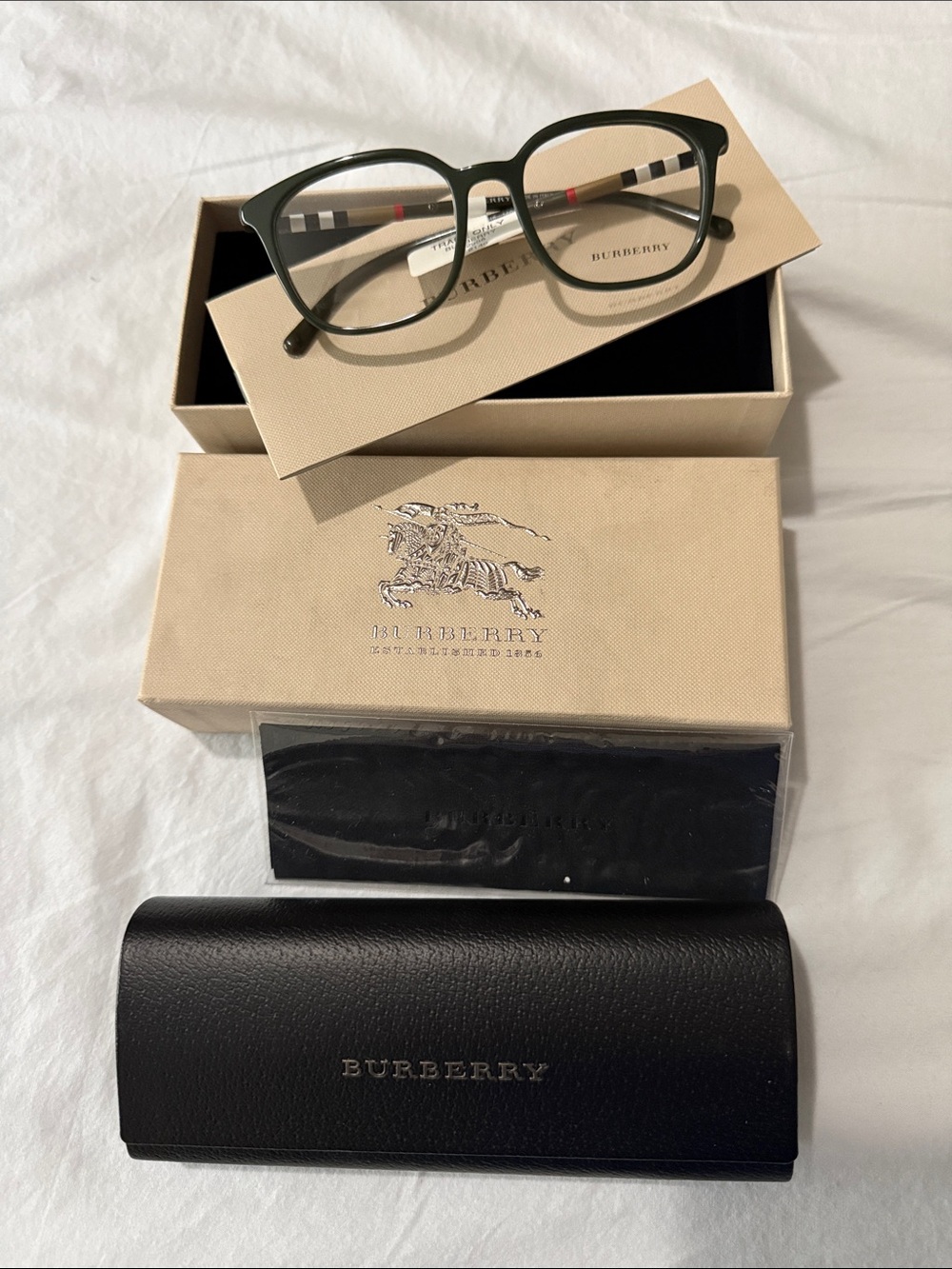 Burberry Women's  Black Full-Rim Optical Glasses with Signature Check Temples